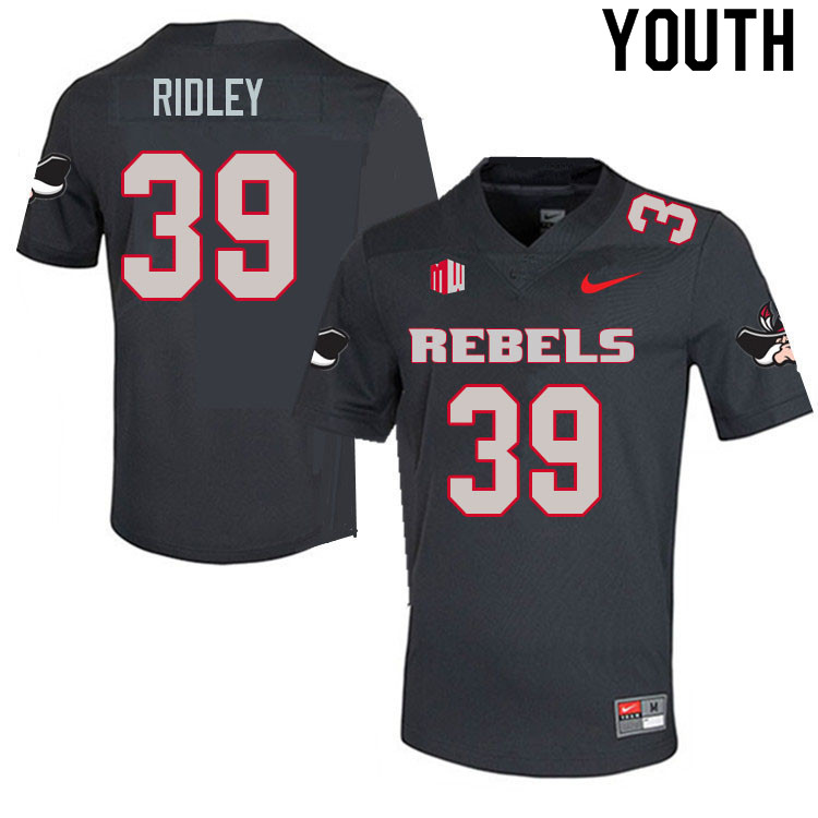 Youth #39 Hunter Ridley UNLV Rebels College Football Jerseys Sale-Charcoal - Click Image to Close